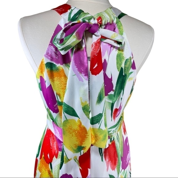 Halter Floral Maxi Dress Miriam Garvey Easter Spring Size 8 - Picture 5 of 8